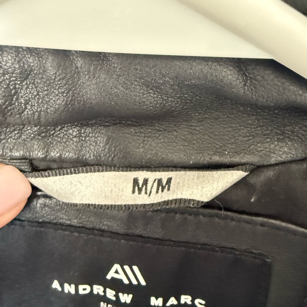 Andrew Marc Dark Leather Biker Jacket - Picture 3 of 6